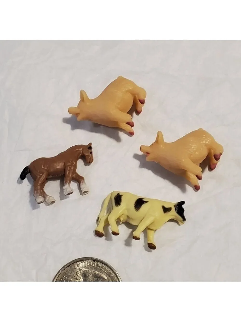 Miniature squishy farm animals lot of 4 cow horse pig replacements